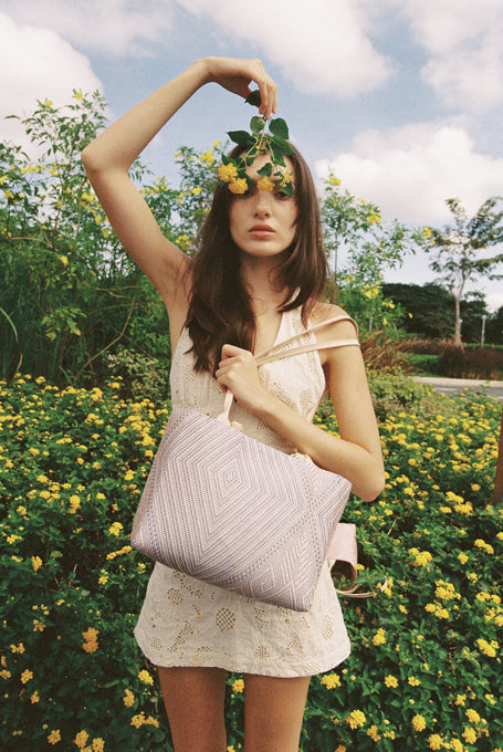 arawaraw tote in pink/blue - pre-order