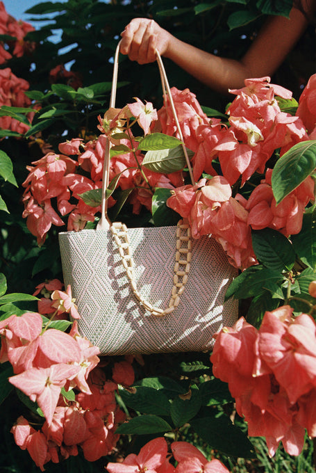 arawaraw tote in pink/green - pre-order