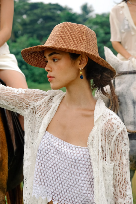 mushroom hat in tan