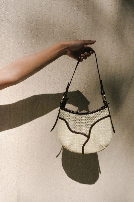 scoop bag in brown & sampaguita